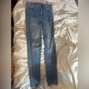 Blue skinny ripped AE jeans